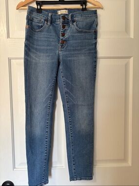Madewell Light Blue Wash High-Rise Skinny Jeans with Button-Fly